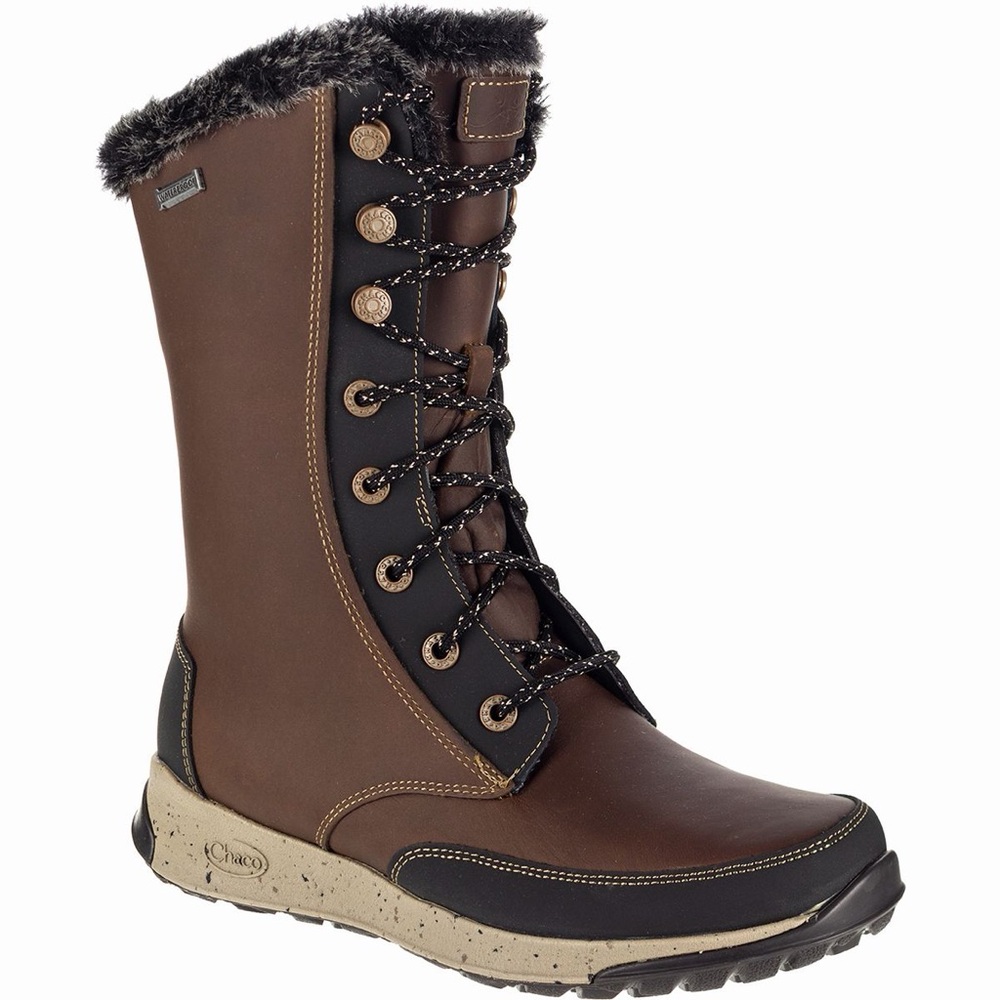 Chaco Women's Dark Brown Winter Boots with Black Trim